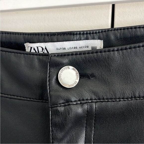 Zara High Waist Faux Leather Cropped Pants - Picture 3 of 8